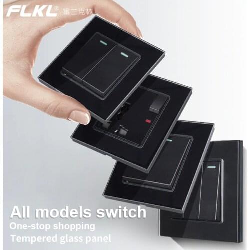 KAMANNI Luxury Light Switch Fluorescent lamp display Crystal Tempered Glass Design Multicolor Push Botton Wall Switches 220V New