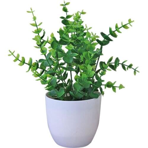Fresh Artificial Foliage Plant Potted Bonsai Wedding Party Mall Desktop Decor Fake Grass Foliage Plant Tree For Green Home 2021