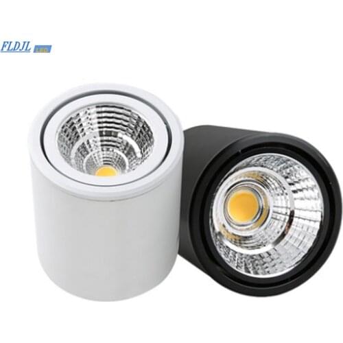 Dimmable LED downlight COB spotlight AC85-265V 5W 7W 12W 20W 25W adjustable angle aluminum surface mounted light indoor lighting