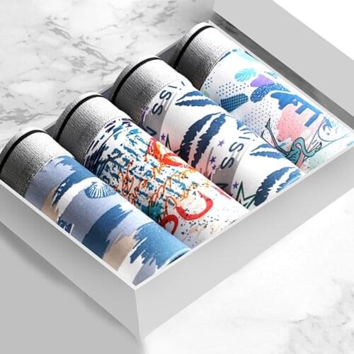 4pcs/lot High Quality Brand Boxer Mens Underwear U Convex Boxers Shorts Sexy Soft Male Panties Printed Breathable Underpants