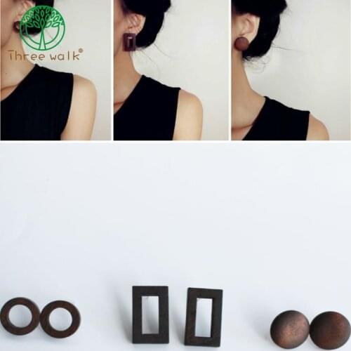 Vintage Studs Earrings Geometric Coffee For Women Gift Promotion