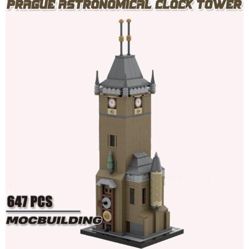 World Famous City Building Prague Astronomical Bell Tower Model MOC Big Ben Children DIY Puzzle Assembly Building Block Bag Chil