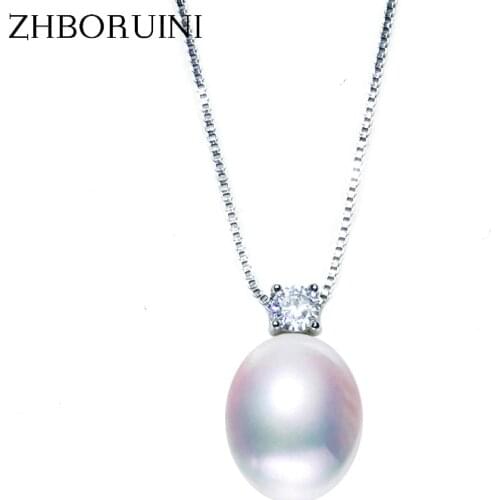 ZHBORUINI 2019 New Necklace Pearl Jewelry Natural Freshwater Pearls Zircon Pendants 925 Sterling Silver Jewelry For Women Gift