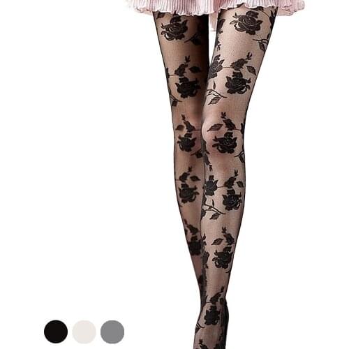 Ladies lace stockings rose one-piece stockings ladies sexy hot stockings rose sexy lace hose stockings чулки сексуальные 6