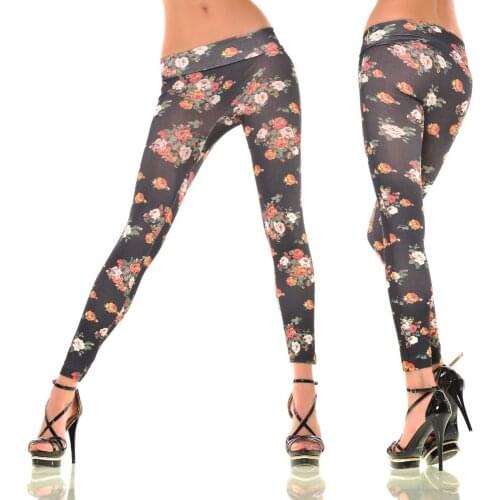 Ladies Leggings Black Sexy Sportswear Flower Print Fitness Leggings Womens Quick Dry Leggings Indoor Workout Girl Pants