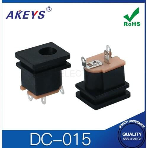 20PCS DC-015 external diameter 6.4mm black PCB Female Panel Mount Connector DC power jack