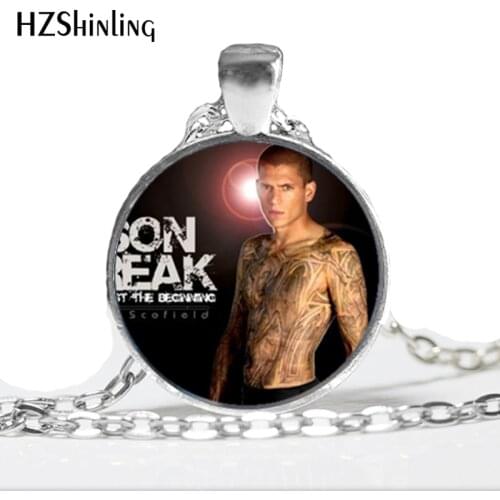 NS-00451 New Fashion Prison Break Pendant Necklacce Popular Film Jewelry Glass Photo Pendant Necklace HZ1