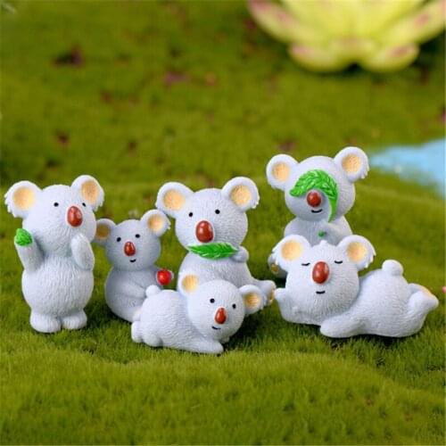 1 Set Random 6 Leisure Koala Micro Landscape Resin Koala Creative Cartoon Decoration Pieces DIY Decorative Gift Accessories