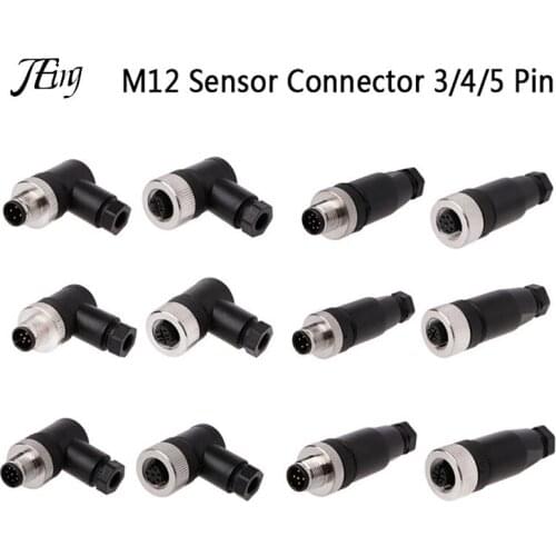 1PCS IP67 3 4 5 Pin Male/Female Connector PG7 Sensor Connector Waterproof Plug Screw Straight/Right Angle M12 Plug