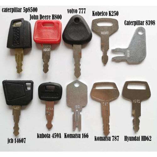 10 Excavator Keys For Caterpillar John Deere Volvo Kobelco JCB kubota Komatsu Hyundai Heavy Construction Equipment Set New