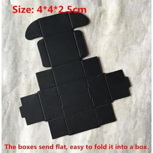 100pcs/lot-4*4*2.5cm Small Size Black Paper Crafts Boxes Event Party Wedding Gift Aircraft Cardboard Package Boxes