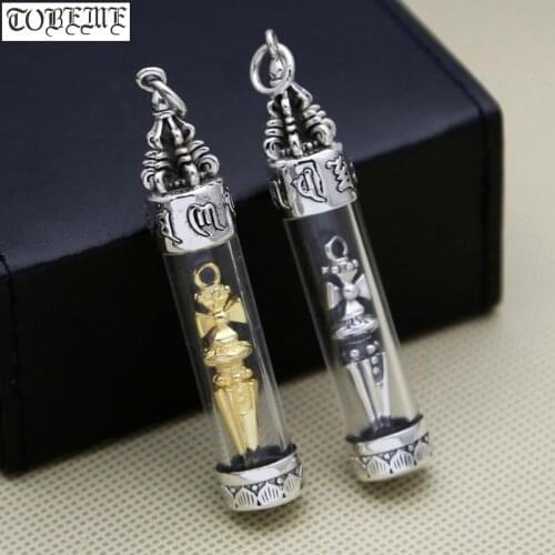 100% Thai 925 silver tibetan Dorje Gau Box pendant Vintage Sterling Buddhist Prayer Box Pendant Buddhist Dorje Symbol Amulet