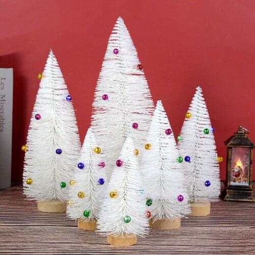 15/20/25/30cm Small Christmas Tree White Pine Sisal Cedar With Colorful Bells Christmas Ornaments For Home New Year Xmas Decor
