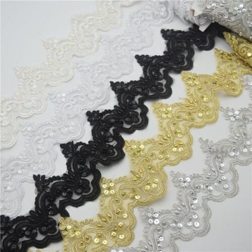 15yardd Vintage Pearl Embroidered Lace Trim Ribbon Wedding Applique DIY Sewing Craft