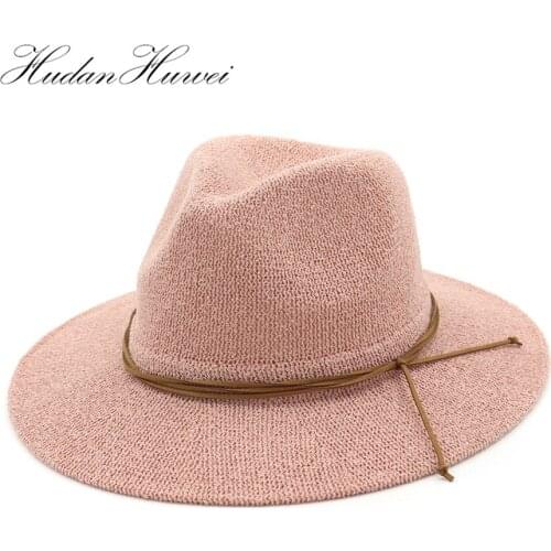 2020 New Panama Loop Yarn Wide Brim Fedora Wedding Hat Church Travel Beach Cotton Sun Visor Hat Top Caps