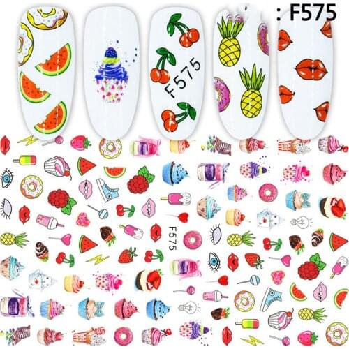 3D Nail Sticker Spring Autumn Self-Adhesive Glue Stickers Sweet Fruit Strawberry Cake Stickers for Manicure Nail Art Decoration