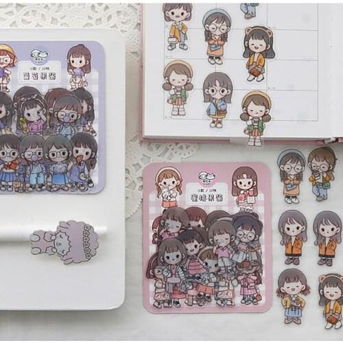 40Pcs/Lot Cute cartoon fashion girl Decorative Stickers Scrapbooking diy Stick Label Diary Stationery Album Journal Sticker