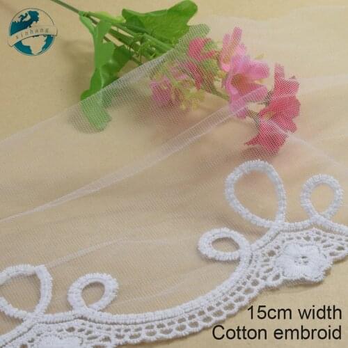 5yards 15cm width Cotton embroid lace sewing ribbon guipure trim dolls lace knitting DIY Garment Accessories wedding lace#3422