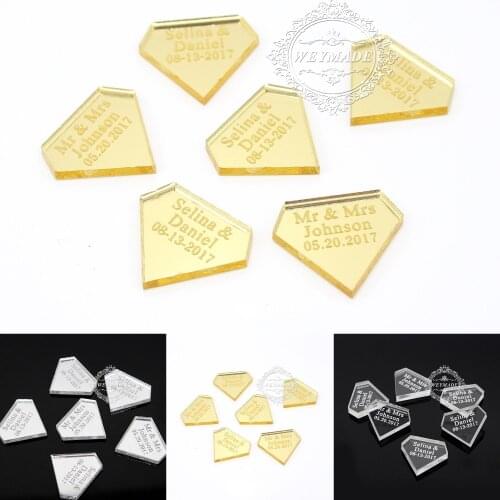 50* Personalized 60th Diamond Wedding Anniversary Mirror Table Centerpiece Decoration Engagement Party Favor Gift Confetti