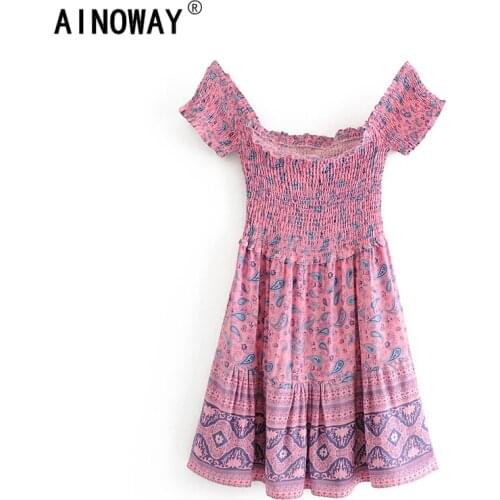Ainoway Off-the-shoulder Summer Dresses