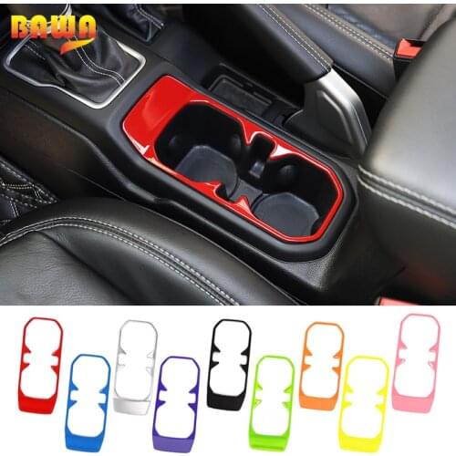 BAWA Interior Mouldings for Jeep Wrangler JL 2018 Front Row Water Cup Holder Decoration Frame Stickers for Jeep Wrangler jl