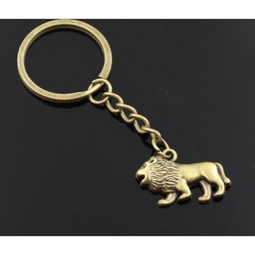 New Fashion Men 30mm Keychain DIY Metal Holder Chain Vintage Lion 29x18mm Bronze Pendant Gift