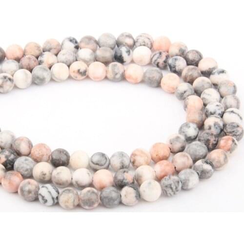 LE SKY Pink Zebra Jaspers Round Natural Stone Agated Beads 4/6/8/10/12mm Loose Beads for Jewelry Making Necklace DIY Bracelet