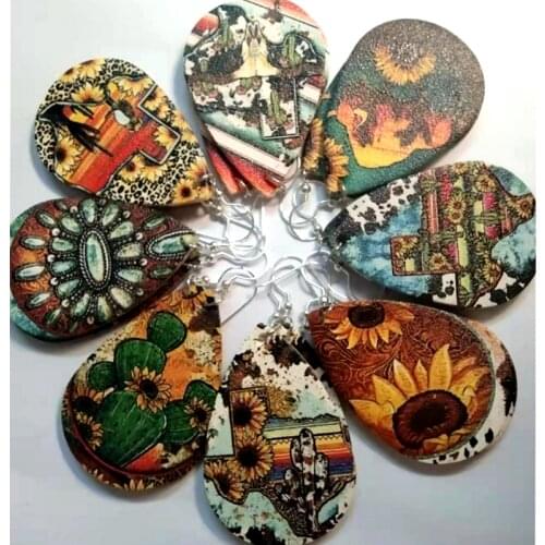 30pairs lot Bohemian Sequins Leather Long Earrings Vintage National Design Colorful Beaded Water Drop Shape Big Drop Earrings