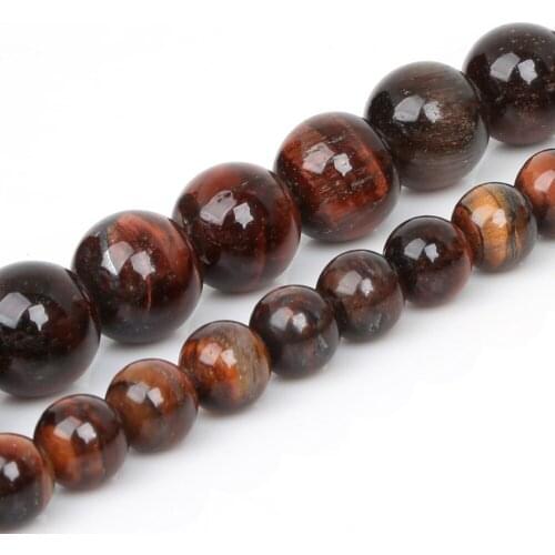 Hot Selling 6/8/10/12mm Nature Red Tiger Eye/Wood Texture Loose Spacer Stone Beads For DIY Necklaces&Bracelets Jewelry Making