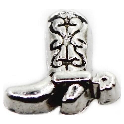 Hot Selling 20pcs/lot cowboy boot floating charms living glass memory floating lockets pendant bracelet DIY jewelry charms