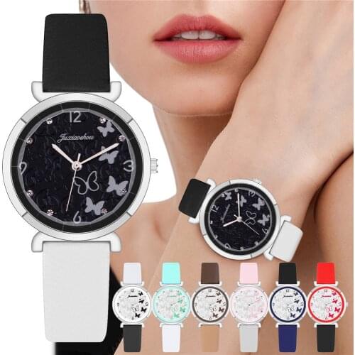 Hot Fashion Quartz Women Watches Butterfly Clock Casual Leather Strap Wristwatches Zegarek Damski