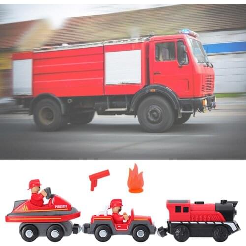 Electric Train Railcar Toy Flame Fighting Truck Set Safe Magnetic Locomotive Set Compatible With Wooden Track Present For Kids