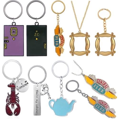 Classic Friends TV Show Gifts Keychains Central Perk Coffee Time Lobster Pendant Key Chain For Best Friends Souvenir Jewelry