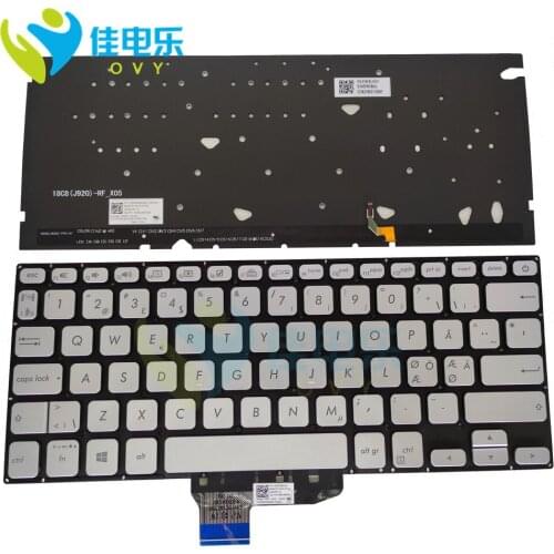 OVY NE Backlit Keyboard for ASUS VivoBook S14 X430 X430UA X430FN X430FA Norway Silver Replacement Keyboards 0KNB0 260AND00 New