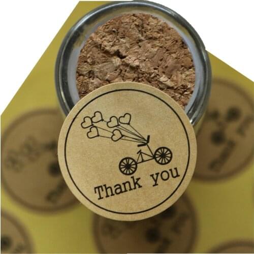 1200pcs Round Kraft Seal Sticker Bicycle Holiday Design Thank You Gift Point Sticker For Party Favor Gift Bag Candy Box Decor