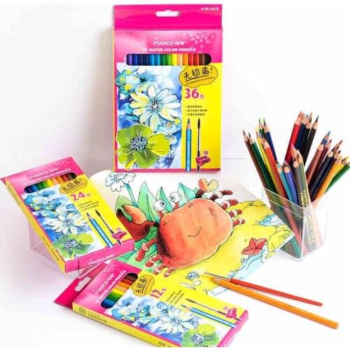 Marco 24/36 Colors Water-Soluble Colored Pencil professional Drawing Color Pencils Set Painting Art Supplies lapices de colores