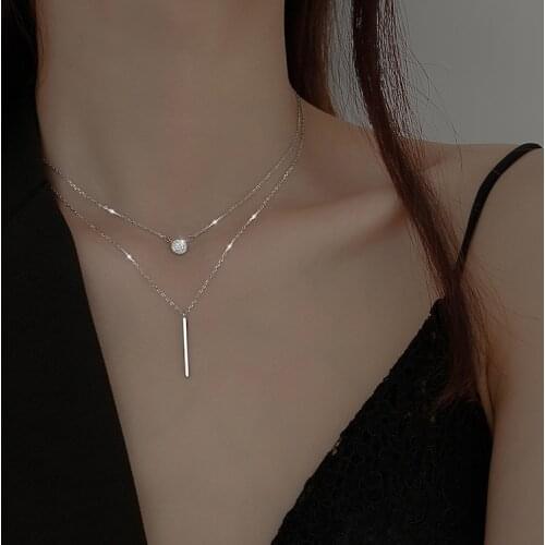 Multilayer Crystal Necklace INS Round Crystal Pendant Bar Clavicle Chain Necklace For Women Fashion Party Jewelry Gift