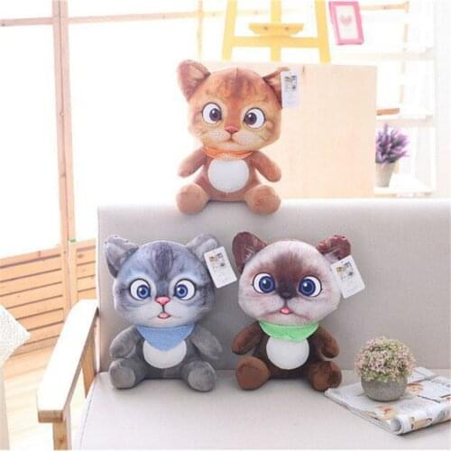20cm Soft 3D Simulation Stuffed Cat Toys Sofa Pillow Cushion Plush Animal Cat Dolls Kids Toys Gifts