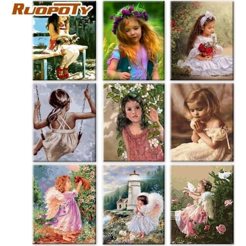RUOPOTY Paints by numbers Angel girl 60x75cm Frame Diy Oil Digital Painting By Bumbers Figure Kits
