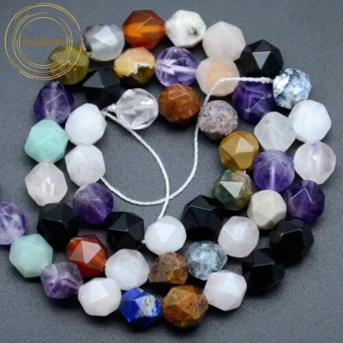 Natural Faceted Mixed Gemstones Beads For Jewelry Making Diy Bracelet Necklace Multicolor Angelite Amazonite Agates Beads 8 10mm