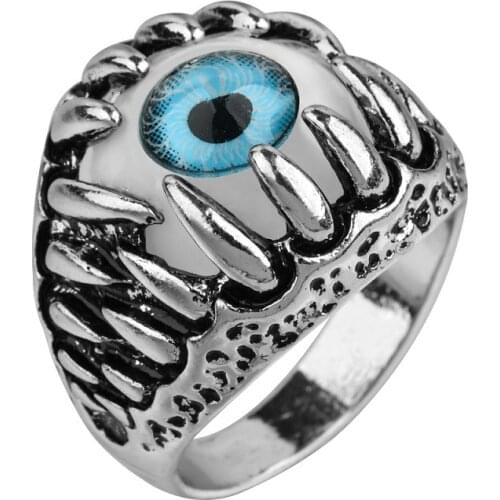 New men and women Vintage Dragon Claw Evil Eye Ring Fashion Devil Eyeball Stainless Steel Rings Jewelry Anime Skull Hip Hop