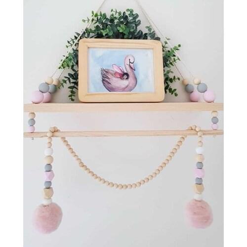 New Children room Wooden wall shelves Wood Beads Wall Shelf Storage Shelf Kids Decorative Shelves For Kids Nursery Decoration