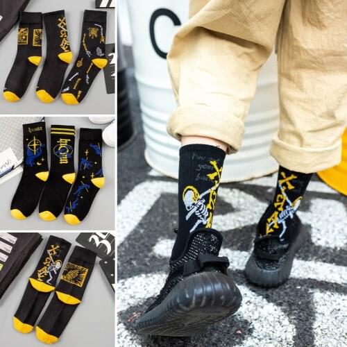 New Skull Skeleton Men and Women Socks Cotton Funny Harajuku Black Greek Mythology Monster HipHop Fashion Skateboard Tube Sockis