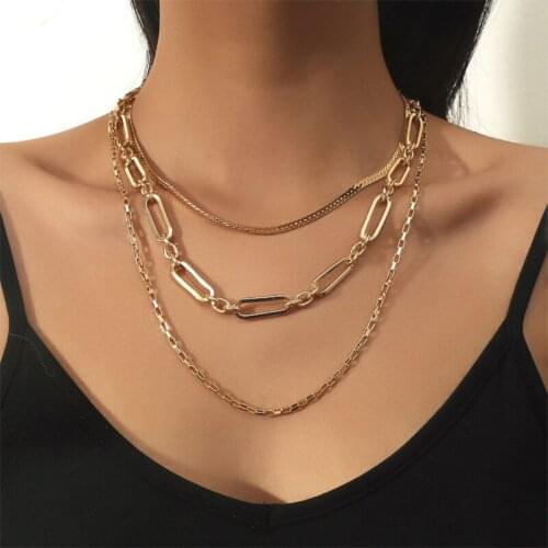 ORNAPEADIA 2021 New Fashion Gold Layered Necklaces for Women Girls Alloy Choker Necklaces Jewelry Gothic Wholesale