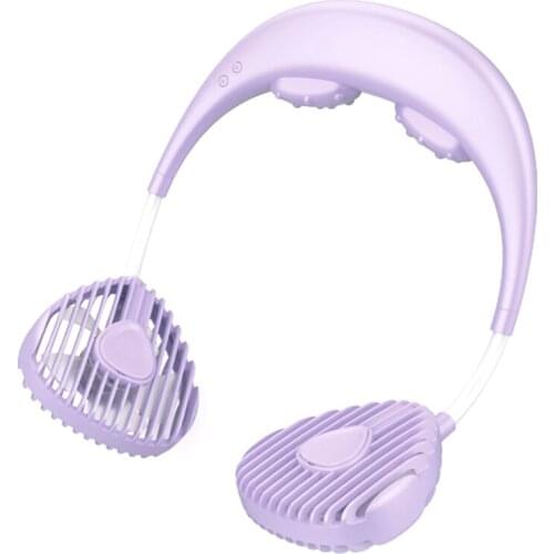 Portable Neck Fan with Massage Mode,USB Rechargeable Neckband Fan,360° Rotating Fan, for Travel Office Outdoor