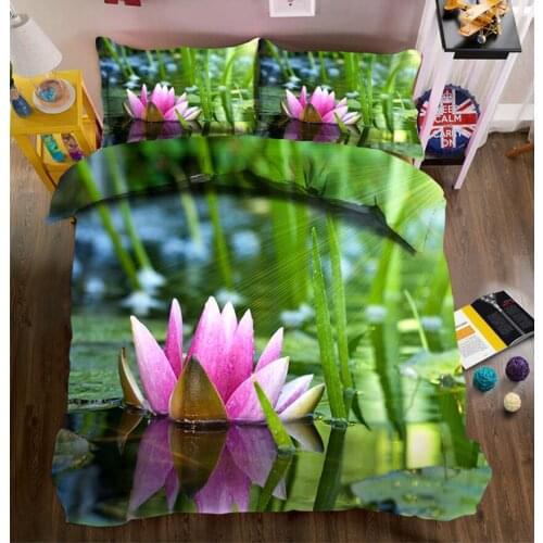 Luxury Duvet Cover Bedding Sets California King 3D Bedding SetLotus Decorate Twin Full Queen Bed Sheet Pillowcase Bed Cover