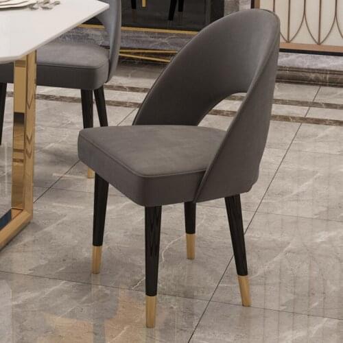 Nordic Light Luxury Simple Fashion Gold Harbor Hotel Model Room Solid Wood Dining Chair