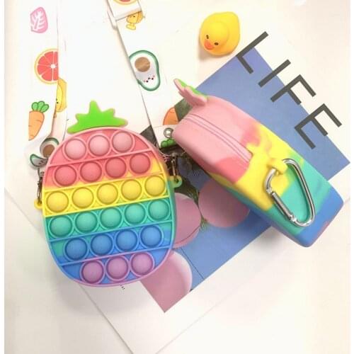 Super Big Size Cute Macaron Bag Push Bubble Toys Squishy Stress Reliever Toys Anti-stress Rainbow Fidget Toys Christmas Gifts