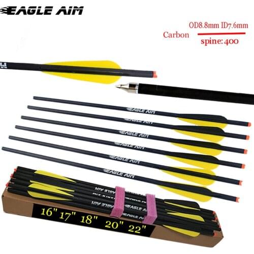12PCS OD8.8mm Archery Arrows with yellow balck vanes carbon arrows Crossbow Bolts Crossbows Bolts Shooting