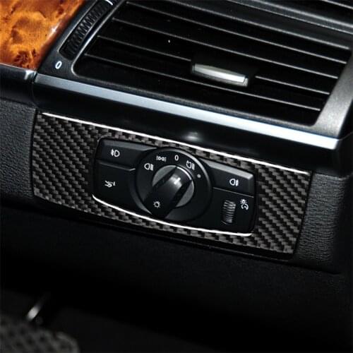 Carbon Fiber Headlight Adjustment Switch Button Frame Cover Trim for BMW E70 E71 X6 X5 Stylish Car Accessories Car Stickers RHD